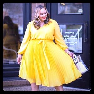 Lane Bryant x Beauticurve Yellow Pleated Dress
